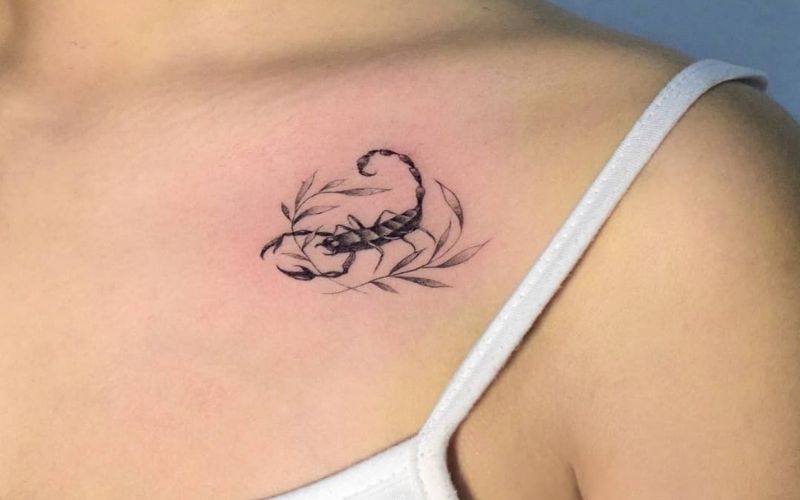 Mẫu hình xăm bò cạp ở vai trước