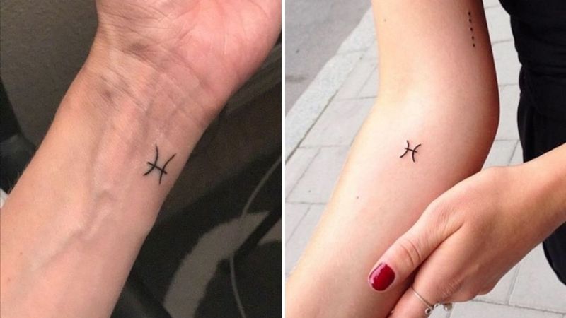 Hình xăm cung Song Ngư mini ngầu trên tay của nam và nữ