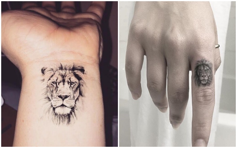 Hình mặt sư tử mini trên cổ tay hay ngón tay thể hiện tính cách sống mạnh mẽ, thích tự do