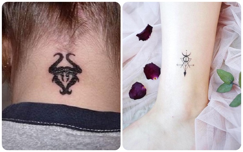 Mẫu hình xăm mini sau gáy hay ngay chân