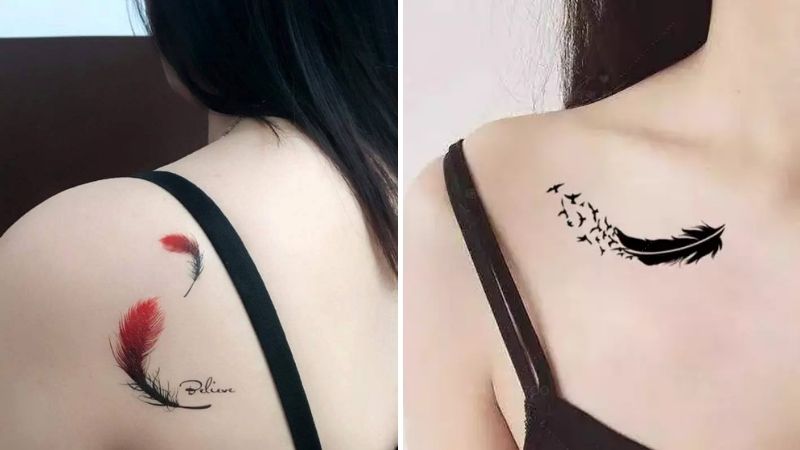 Hình xăm lông vũ nhẹ nhàng và quyến rũ