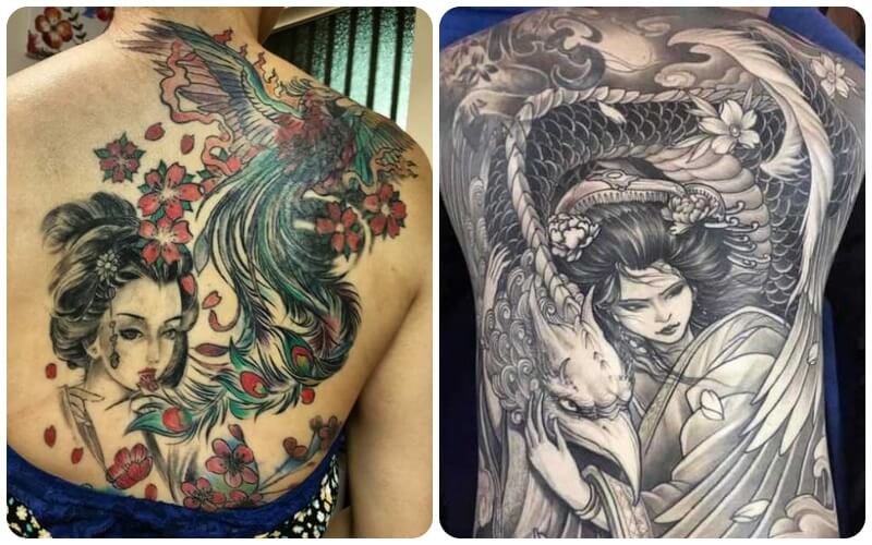 Mẫu hình xăm phượng hoàng và cô gái khá đặc sắc