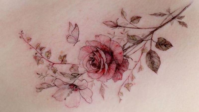Hình xăm dán tattoo hoa hồng XQB383  Candyshop88 chuyên quà tặng hộp  quà quà tặng trang sức hình xăm dán tattoo