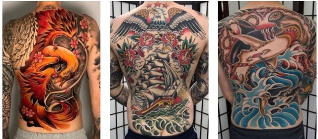 Mua Hình xăm dán kín lưng dương tiển kín lưng trắng đen 34x48cm tặng bắp  tay tattoo tại Miashop89