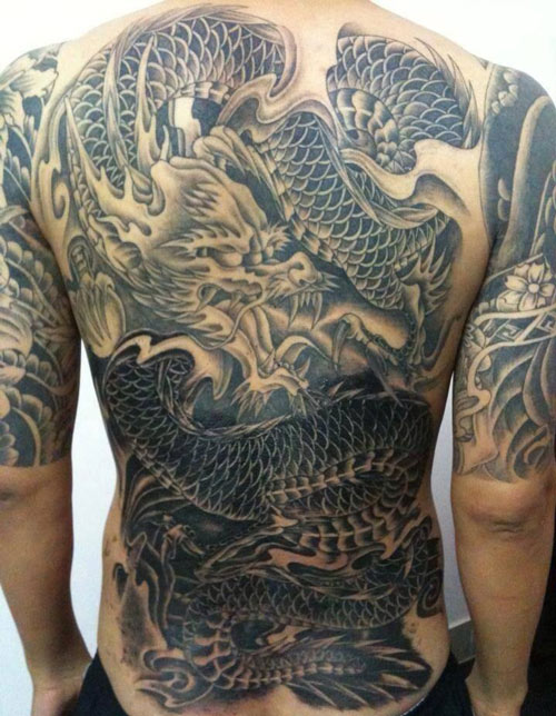 Full back yakuza tattoo for men