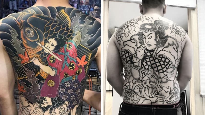 Full back neck Japanese tattoos in men represent a lucky future