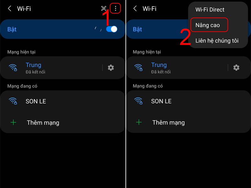 Hãy tiếp tục chọn biểu tượng dấu ba chấm và nhấn Nâng cao