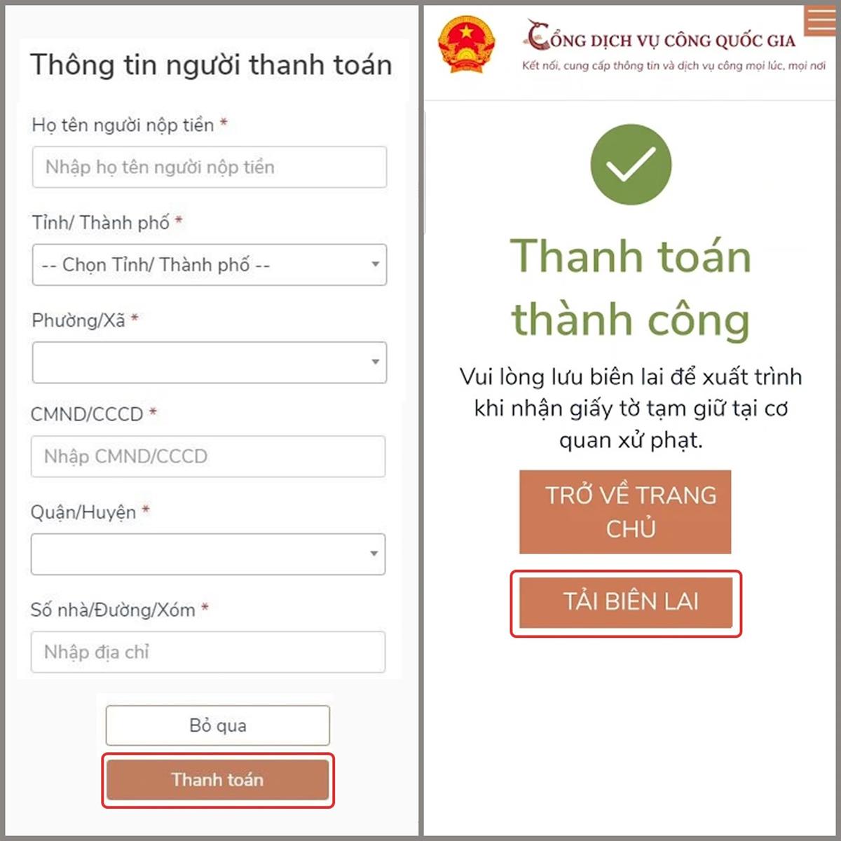 Cách đóng phạt giao thông trực tuyến