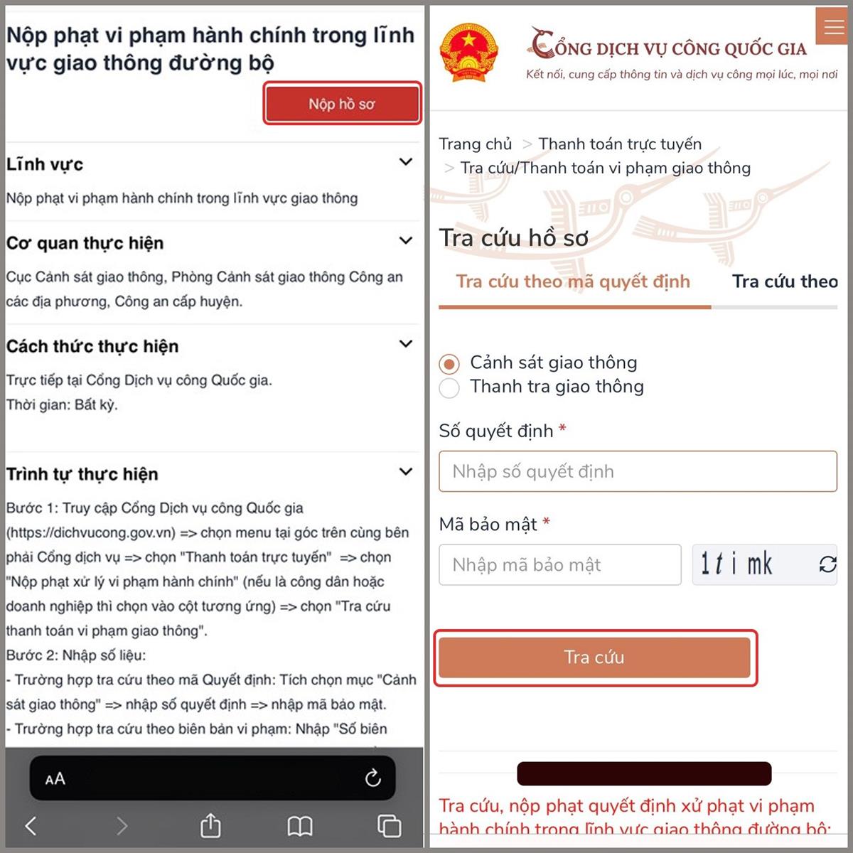 Chọn Nộp hồ sơ. Lúc này, hãy thực hiện như bước 1.