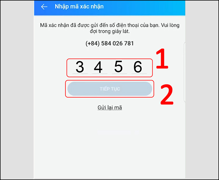 Nhập mã và chọn Tiếp tục để hoàn thành lấy lại mật khẩu Nhập mã và chọn Tiếp tục để hoàn thành lấy lại mật khẩu