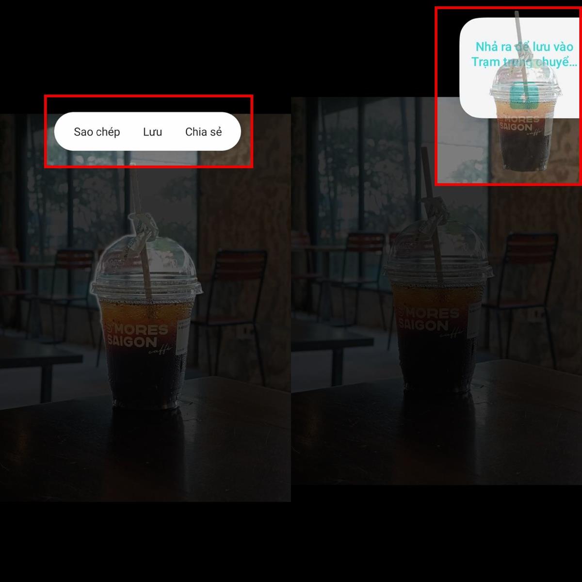 Một loạt các tùy chọn hiện lên là Sao chép, Lưu hay Chia sẻ.