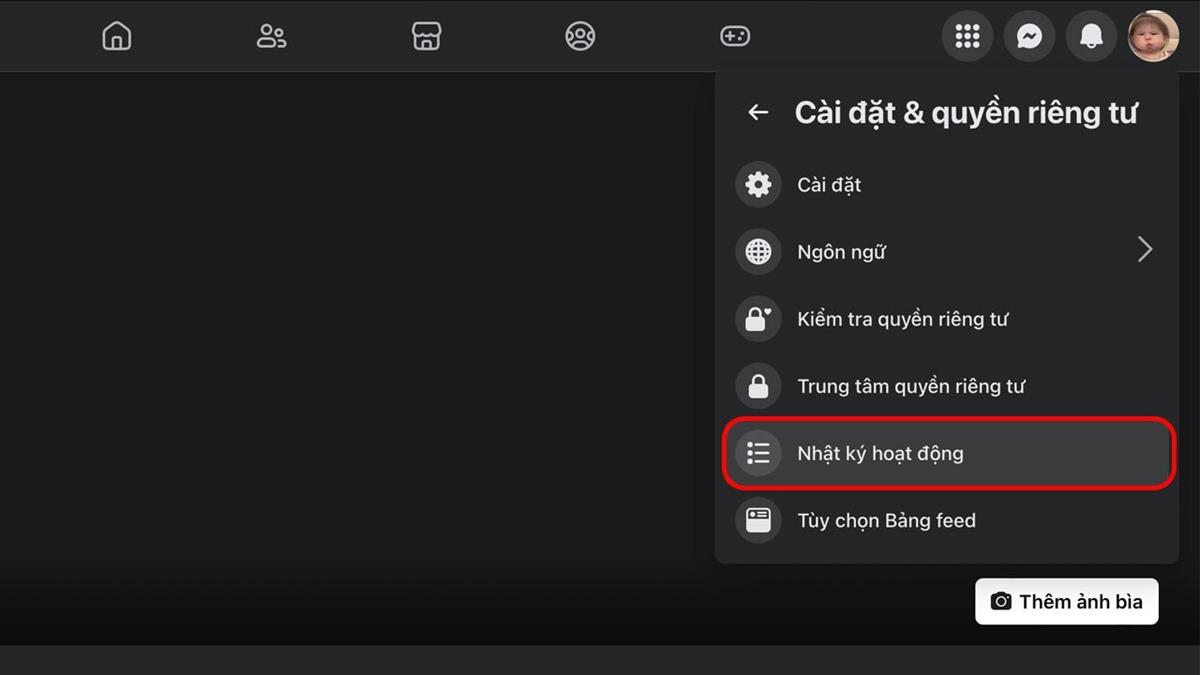 Hãy tiếp tục chọn vào mục Nhật ký hoạt động.