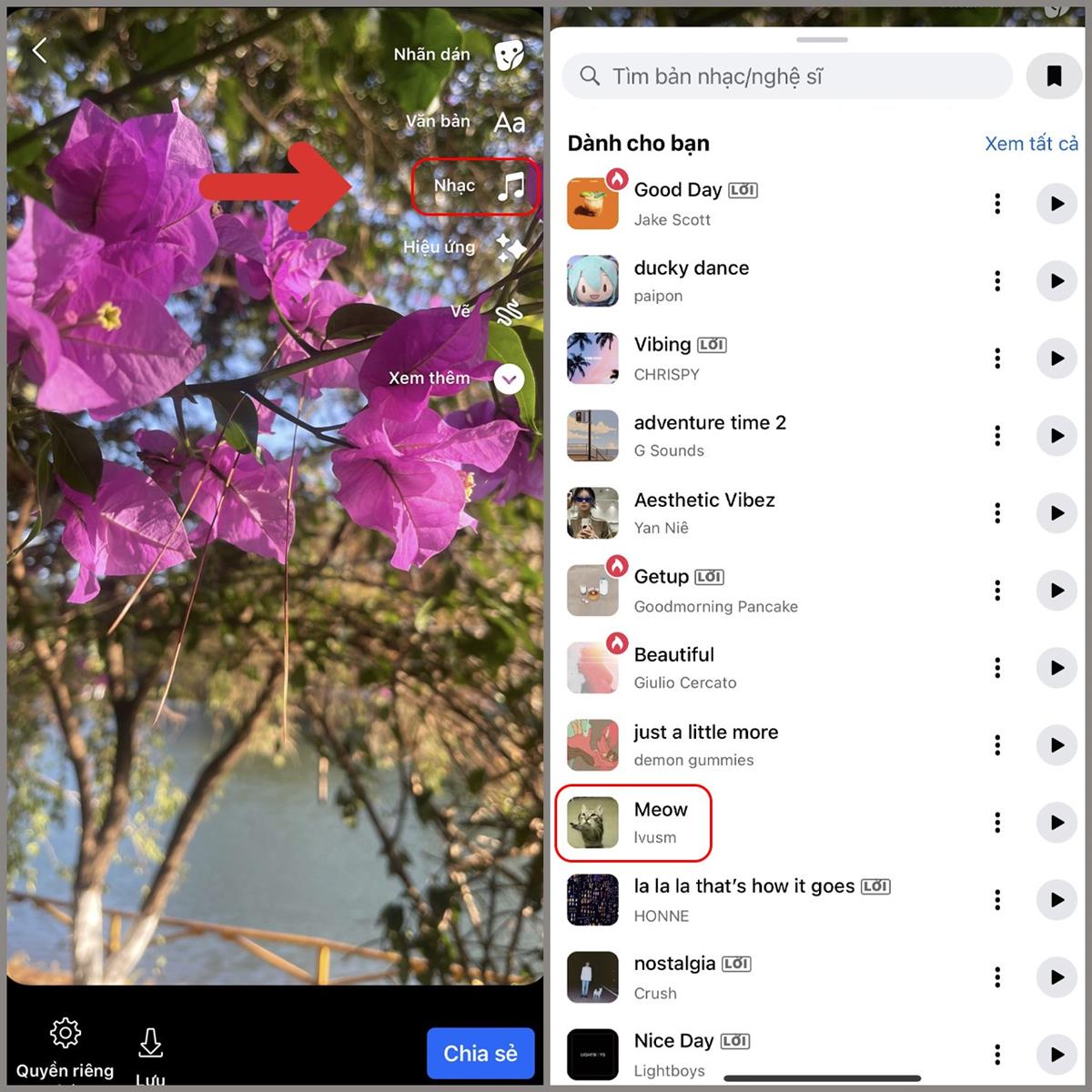 Cách chèn nhạc vào ảnh trên Facebook Cách chèn nhạc vào ảnh trên Facebook