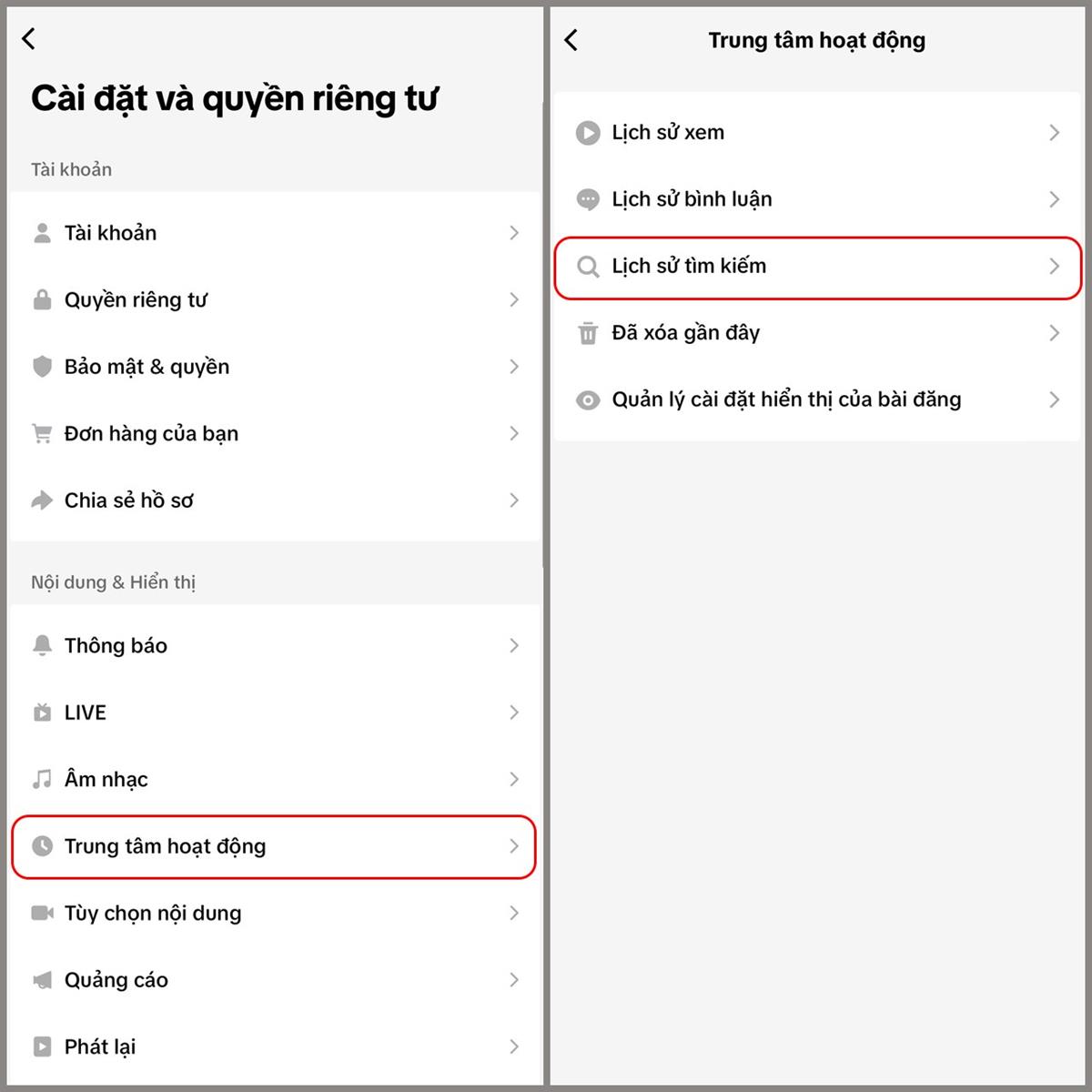 Cách xóa lịch sử tìm kiếm trên TikTok
