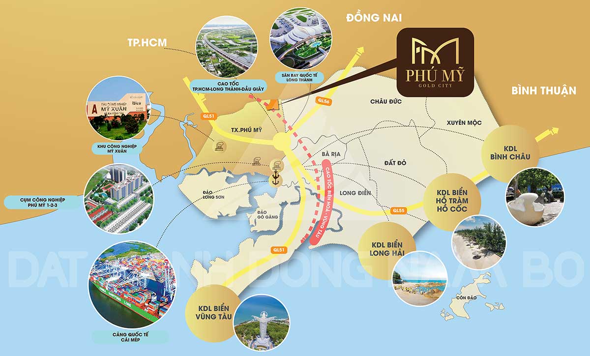 Sơ đồ Vị trí liên kết dự án Phú Mỹ Gold City