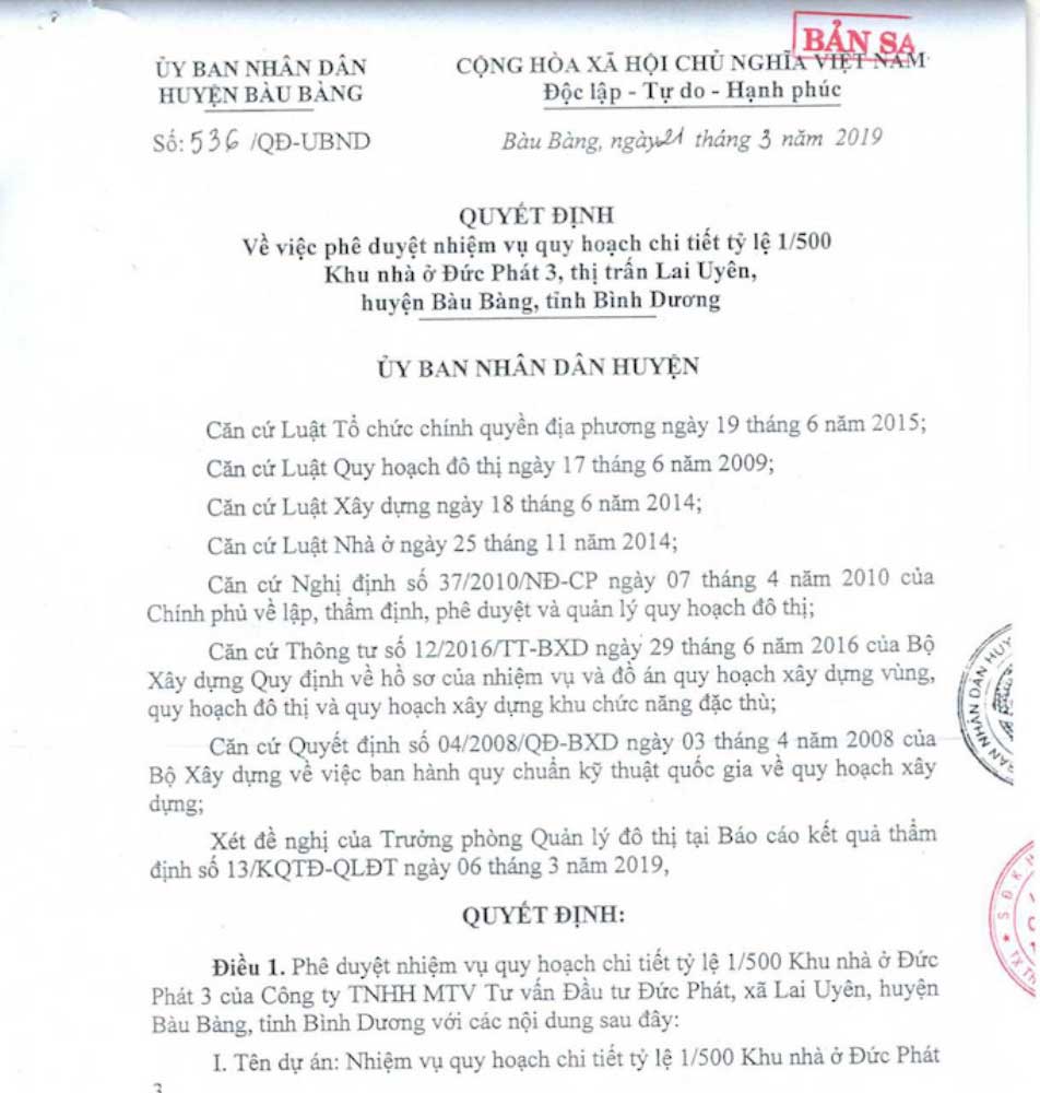 pháp lý dự án Đức Phát 3