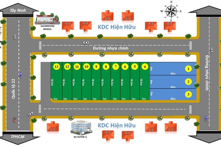 Mặt bằng phân lô dự án đất nền DXV Land 01 Gò Dầu Tây Ninh