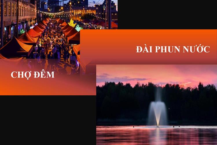 Chợ đêm và đài phun nước tại dự án FLC Heritage Sóc Trăng 