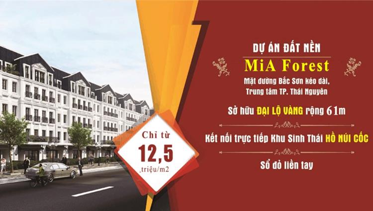 Giá bán dự án khu đô thị Mia Forest Bắc Sơn chỉ 12.5 triệu/m2