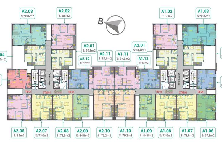 Mặt bằng phân khu A dự án Phương Đông Green Park Hà Nội