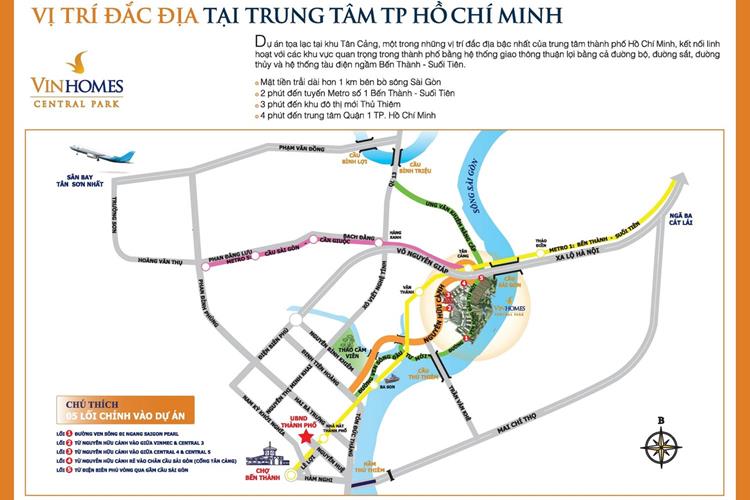 Vị trí dự án căn hộ Vinhomes Central Park 