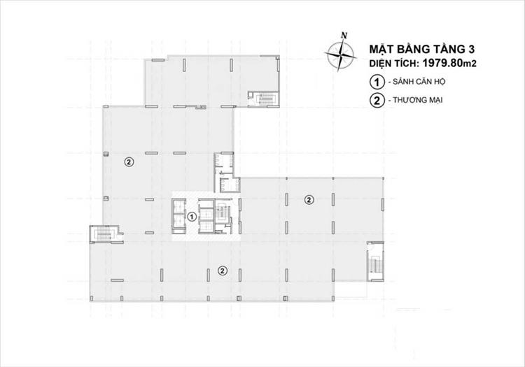 Mặt bằng tầng 3 tại dự án căn hộ Venus Luxury Tân Thành
