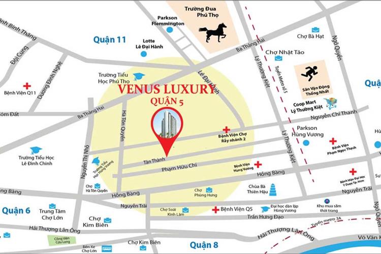 Vị trí dự án căn hộ Venus Luxury Tân Thành Quận 5