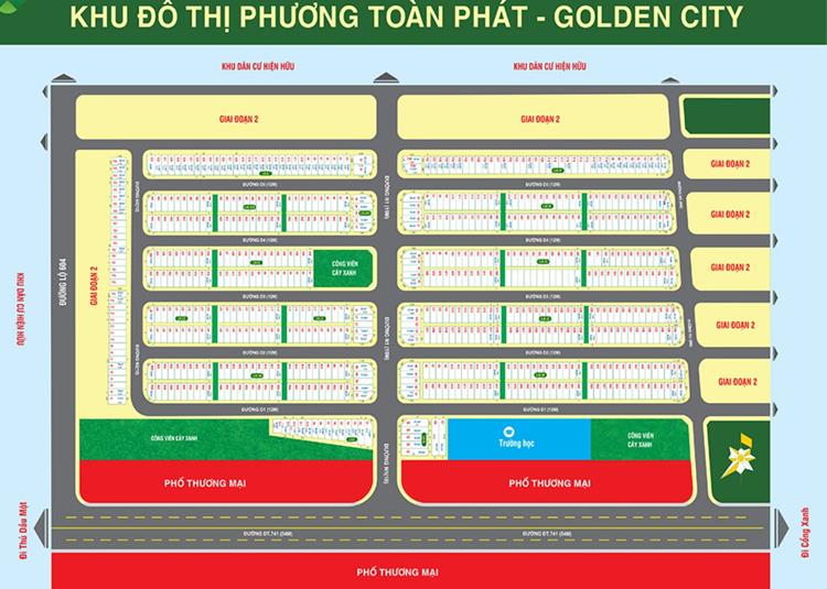 Mặt bằng phân lô dự án Golden City Chánh Phú Hoà