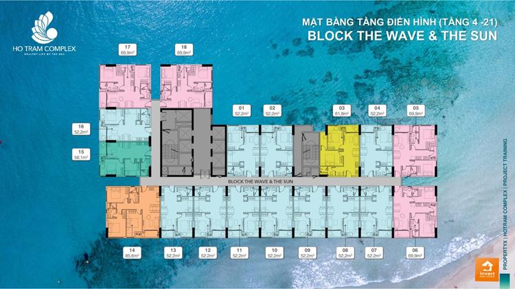 Mặt bằng điển hình tầng 4 - 21 tại Block The Wave & The Sun
