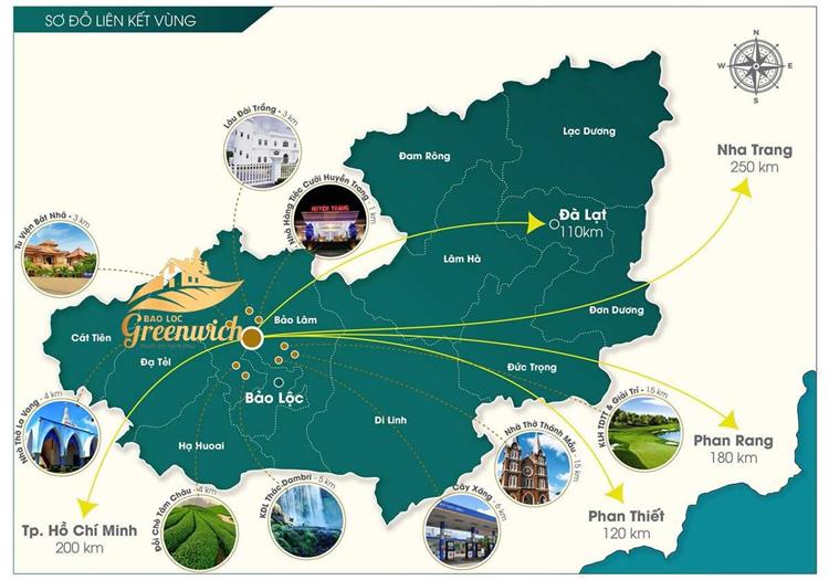 Vị trí dự án Bảo Lộc Greenwich đến các khu vực lân cận
