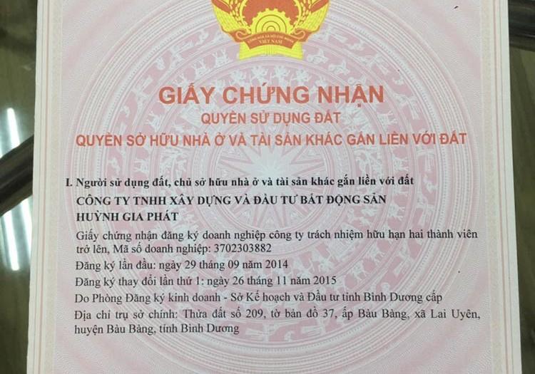 Sổ đỏ từng nền tại dự án Huỳnh Gia Residence Bàu Bàng 