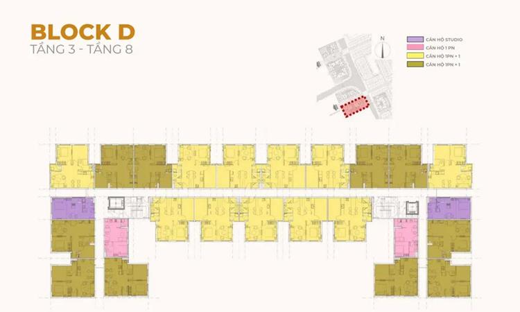 Mặt bằng tầng 3-8 Block D
