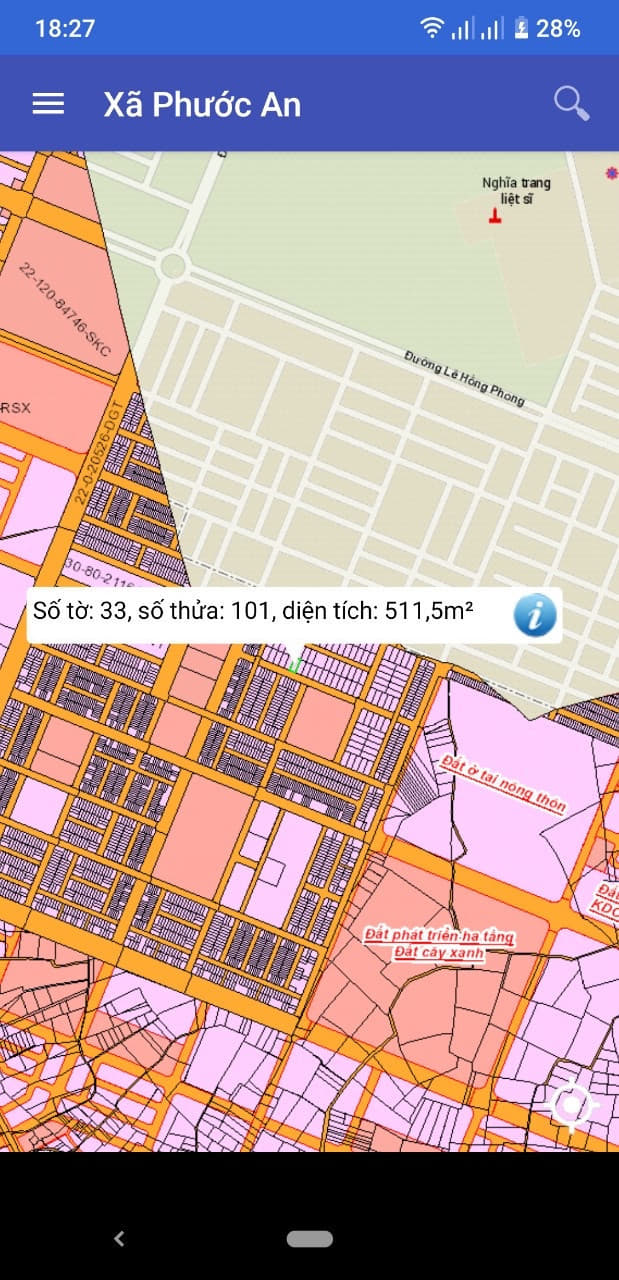 Bán đất XDHN Phước An số 33/101 diện tích siêu to 511.5 m2