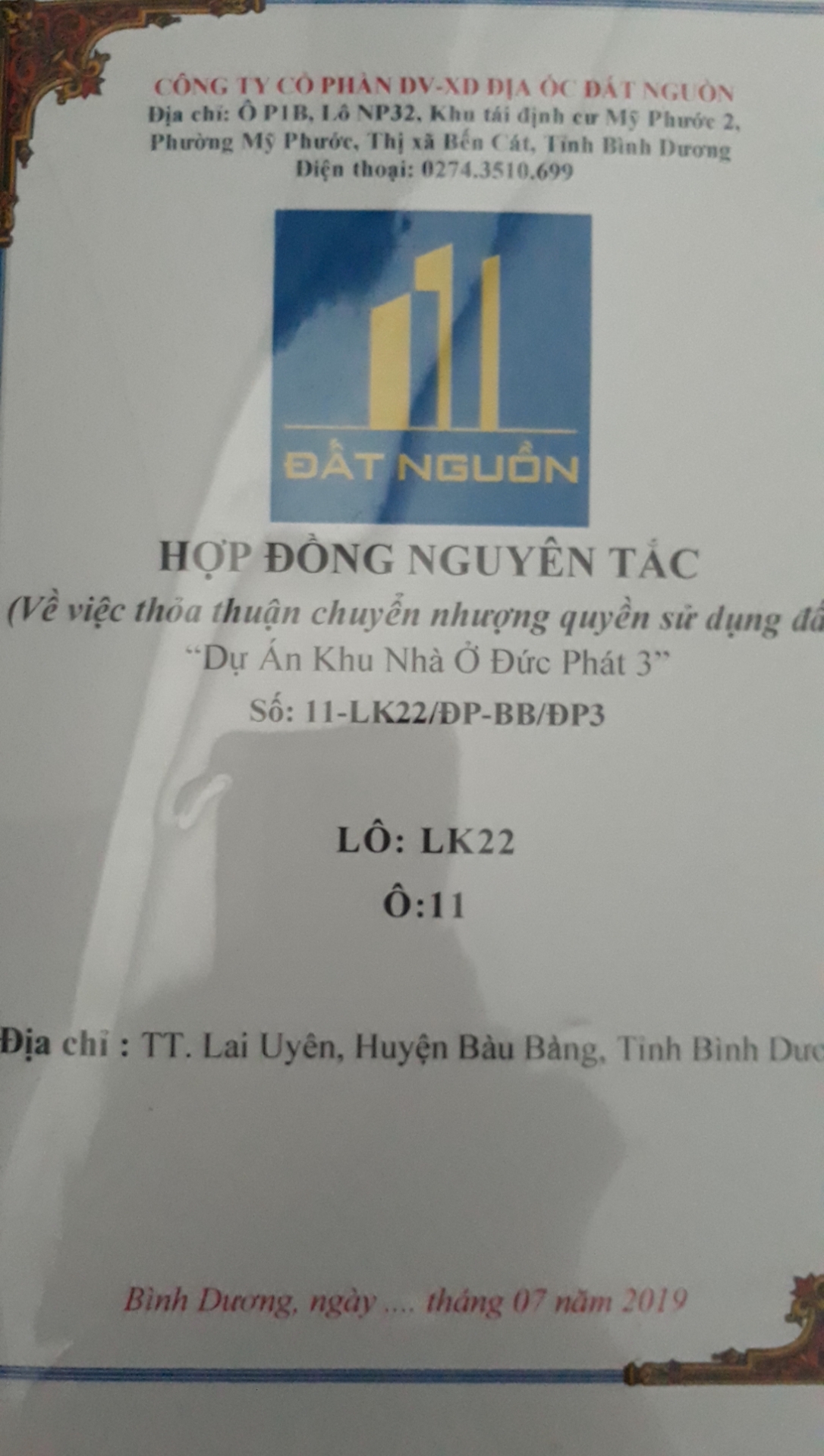 Bán lô đất nền dự án Đức Phát 3 liên kết 22 ô 11 giá 800 triệu