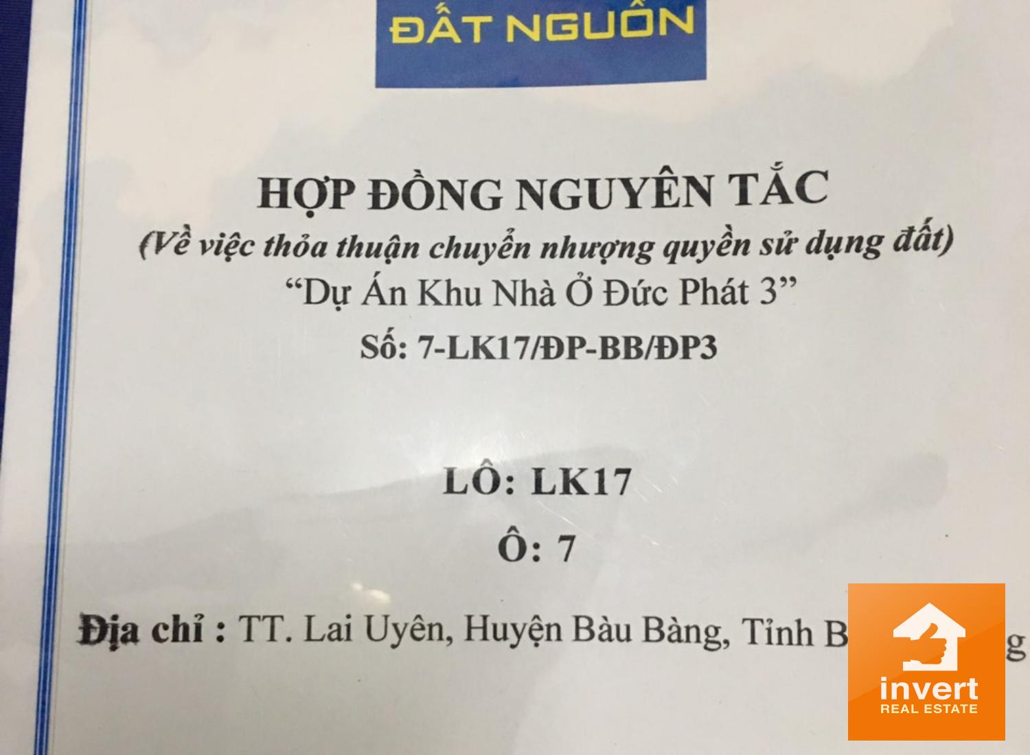 Bán lô đất Đức Phát 3 đường D6, liên kết 17 ô 7 giá 700 triệu