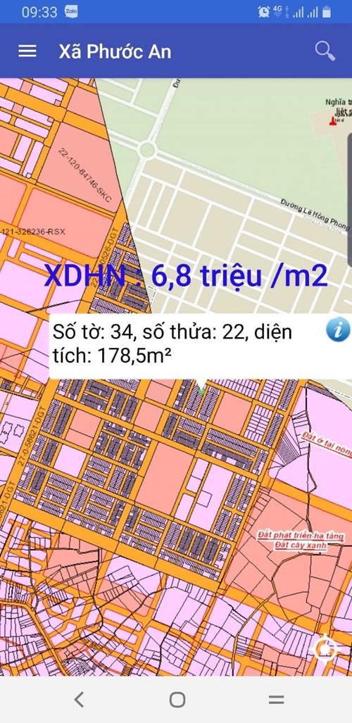Bán đất XDHN Phước An số 34/22 giá 6.8 triệu/ m2 Bán đất XDHN Phước An số 34/22 giá 6.8 triệu/ m2