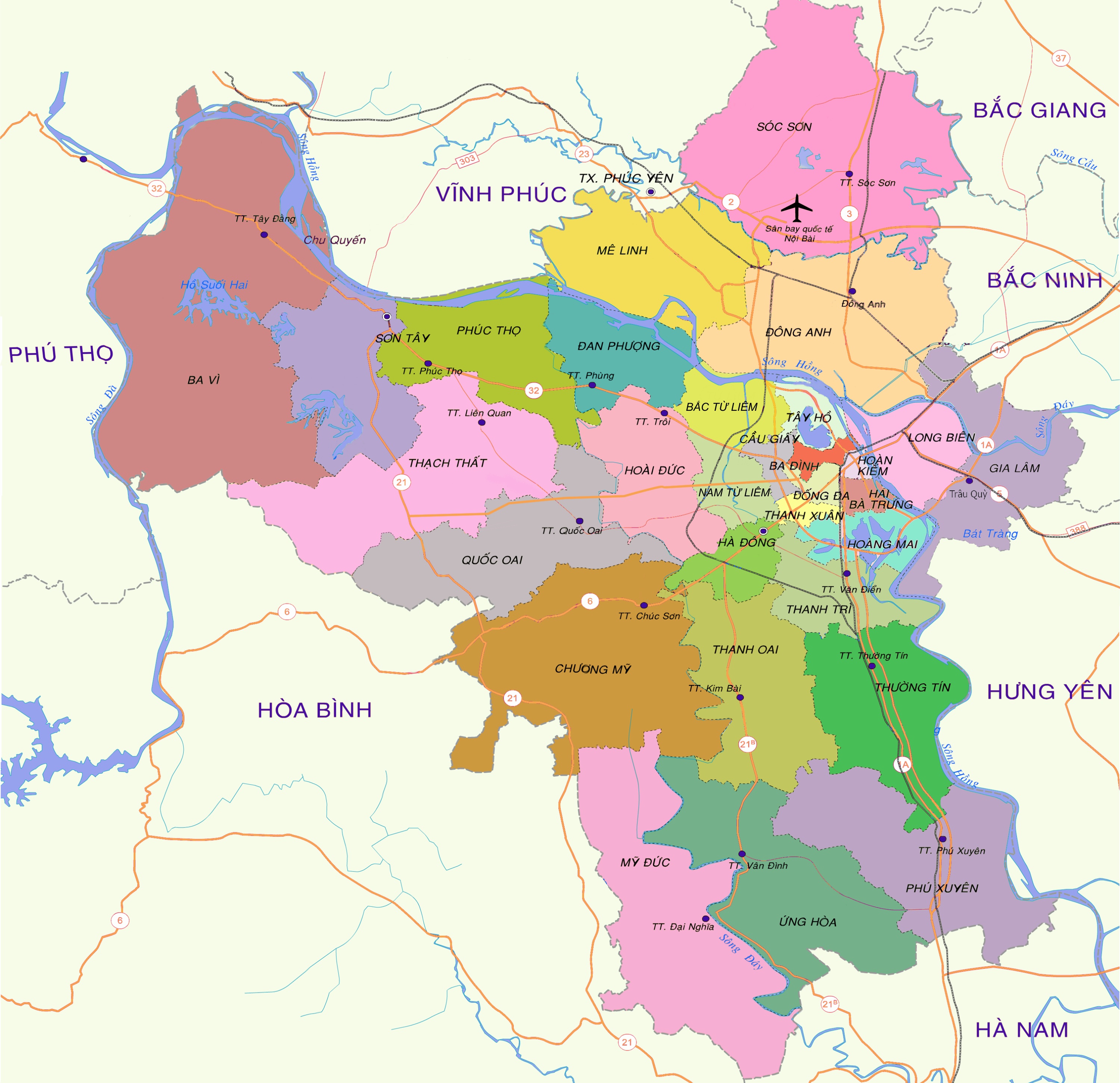 Bản đồ các Phường tại Hà Nội