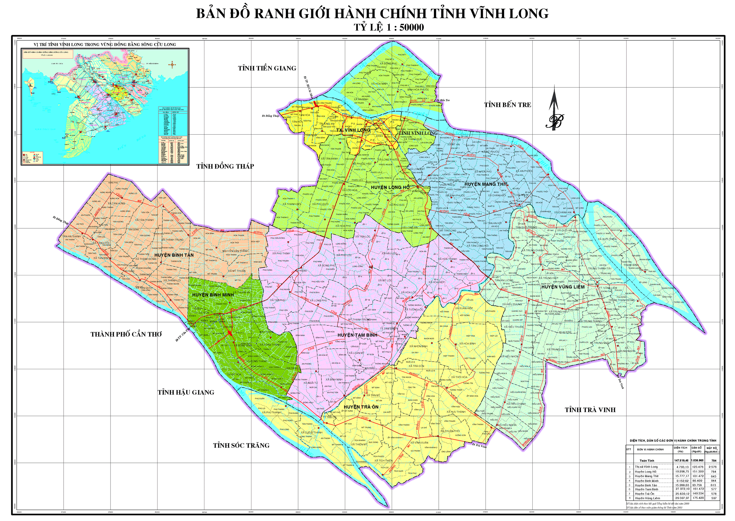 Bản đồ hành chính Thành phố Vĩnh Long