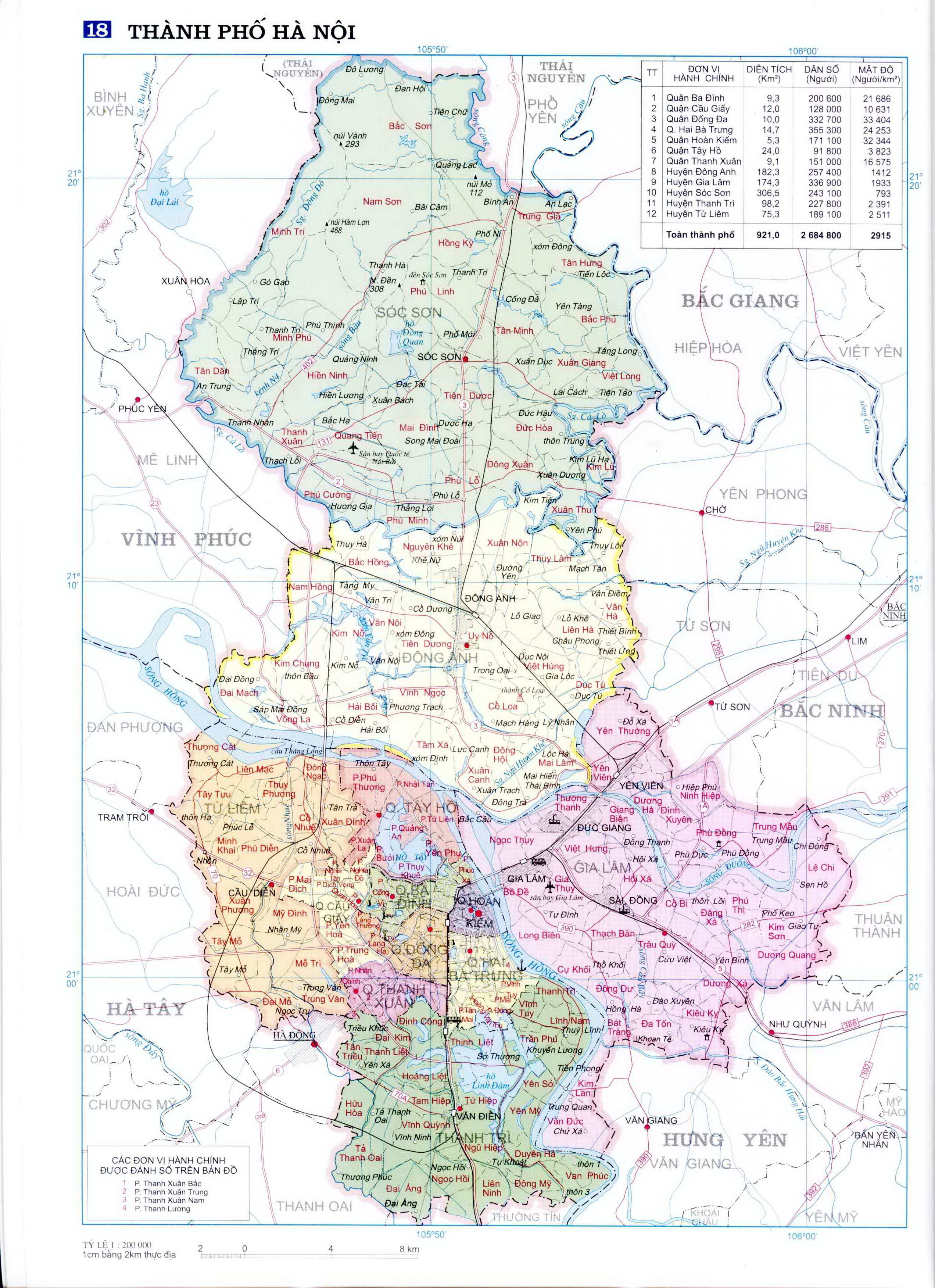 Bản đồ 12 Quận tại Hà Nội