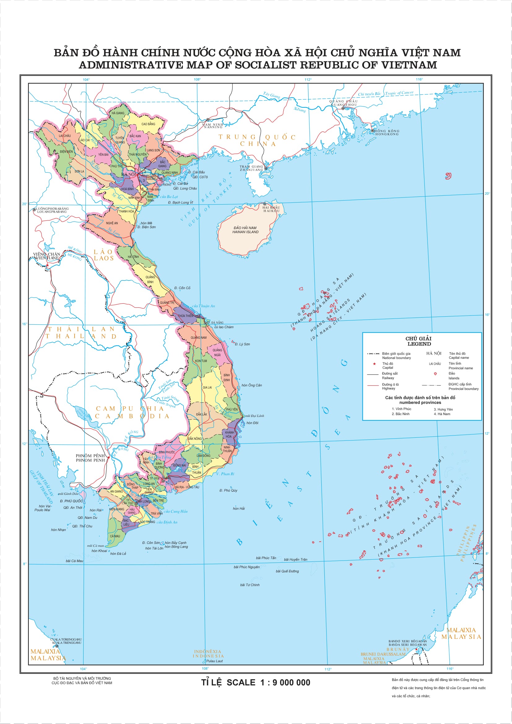 Bản đồ Hành Chính Các Tỉnh Việt Nam Khổ Lớn Năm 2022