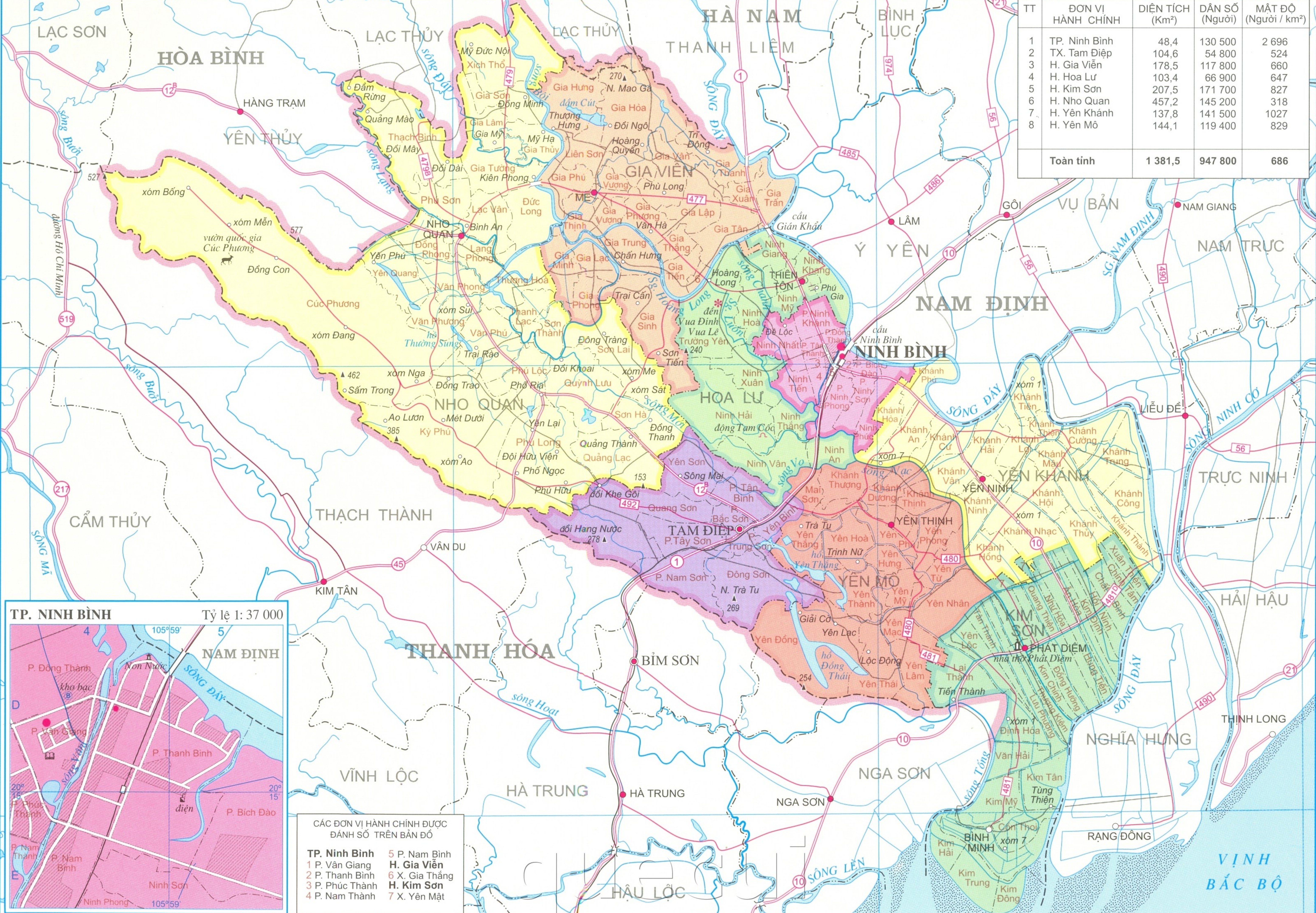 Khám phá bản đồ hành chính Ninh Bình Với những thông tin đầy đủ