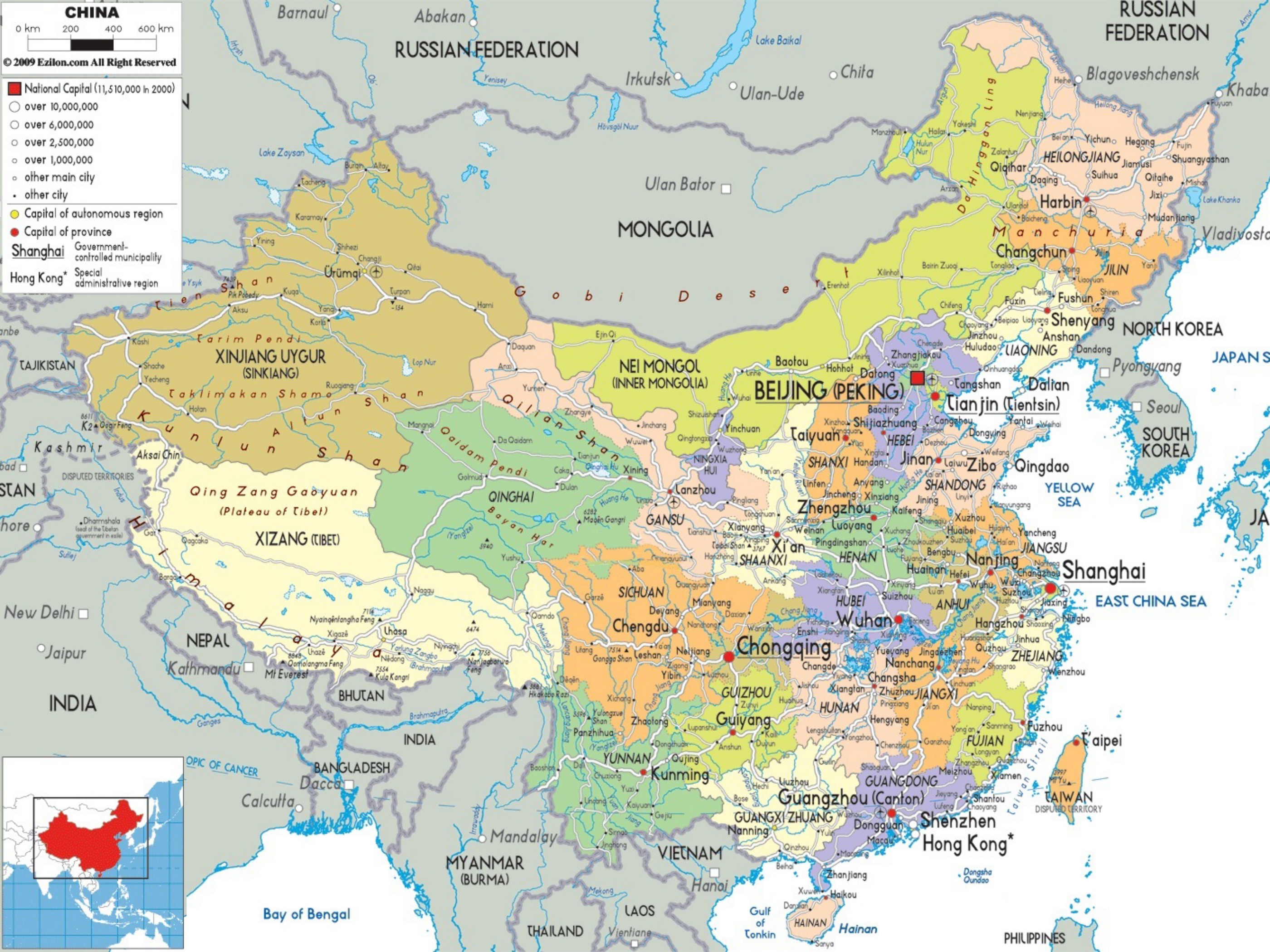 Bản đồ Trung Quốc (China Map) khổ lớn phóng to năm 2022