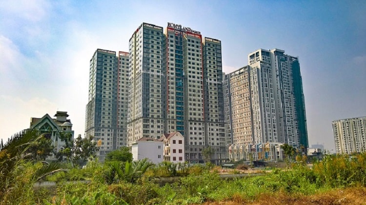 Dự án Homyland Riverside được bao bọc bởi sông Giồng Ông Tố tạo không gian xanh mát