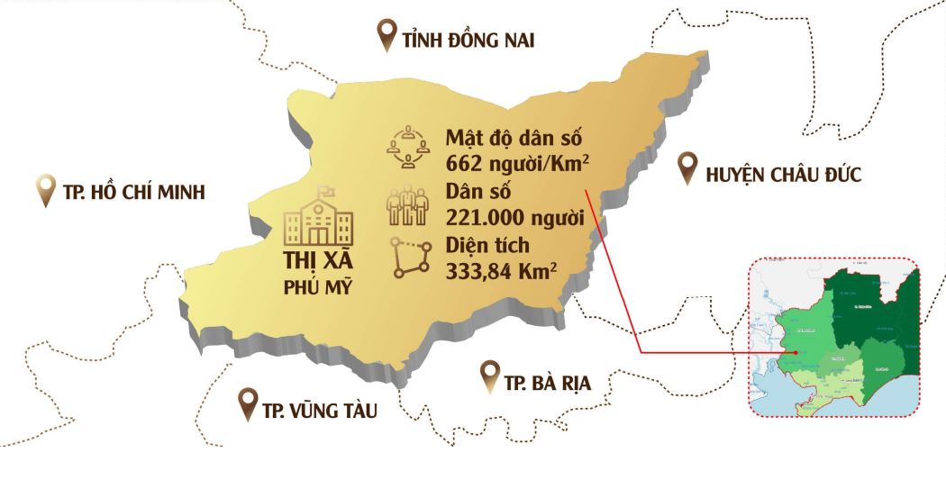 Tổng quan vị trí Thị Xã Phú Mỹ