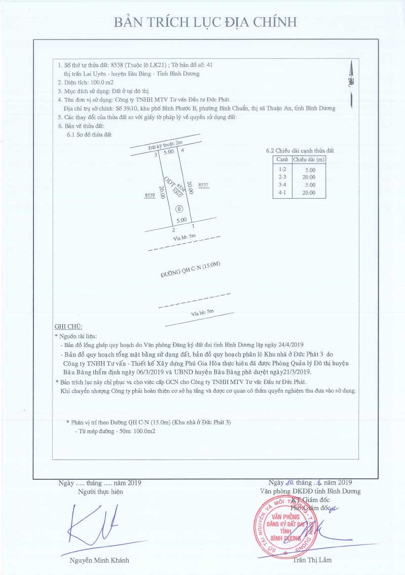 Trích lục Đức Phát 3 Lien khu 21