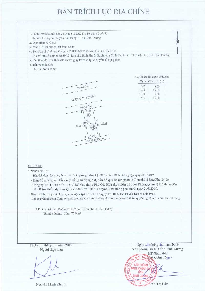 Trích lục Đức Phát 3 Lien khu 21