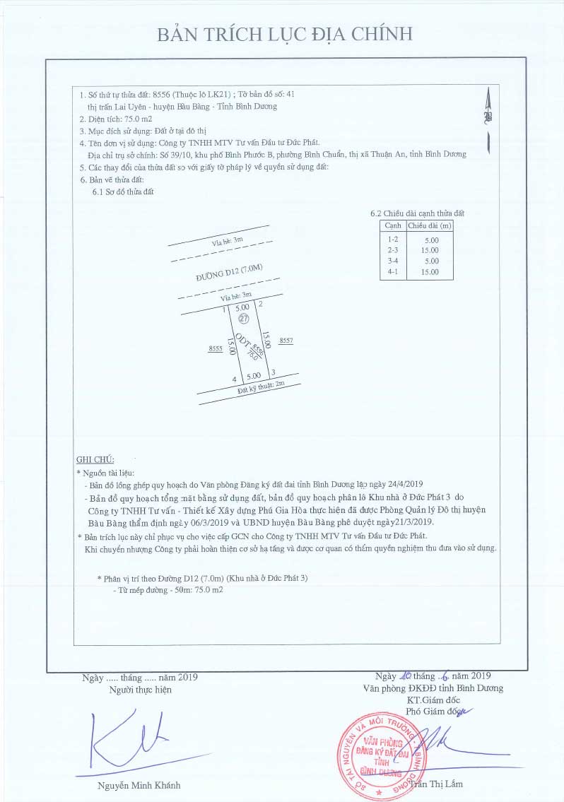 Trích lục Đức Phát 3 Lien khu 21