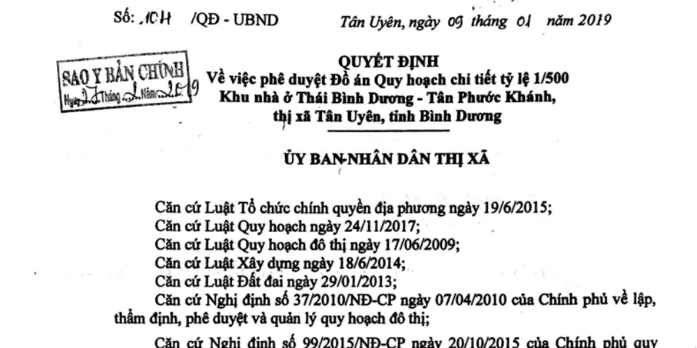 Quy hoạch 1/500 Tân Phước Khánh Village