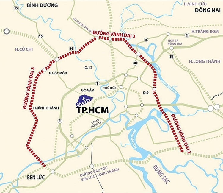 Bản đồ tuyến đường vành đai 3 TP.HCM