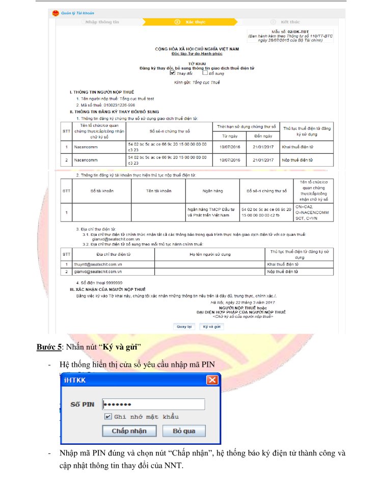 Đăng ký bổ sung ngân hàng: Để thực hiện nộp thuế điện tử